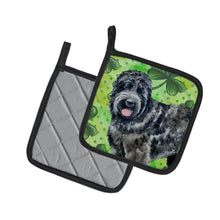 Load image into Gallery viewer, Black Russian Terrier St Patrick's Pot Holders - Set of 2 - Heat-Resistant Kitchen Essentials BB9851PTHD