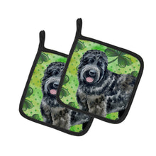 Load image into Gallery viewer, Black Russian Terrier St Patrick's Pot Holders - Set of 2 - Heat-Resistant Kitchen Essentials BB9851PTHD