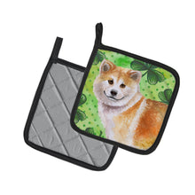 Load image into Gallery viewer, Shiba Inu St Patrick's Pot Holders - Set of 2 - Heat-Resistant Kitchen Essentials BB9852PTHD