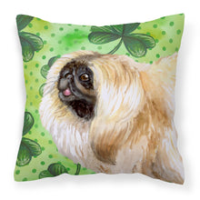 Load image into Gallery viewer, Pekingese St Patrick's Fabric Decorative Pillow BB9855PW1818