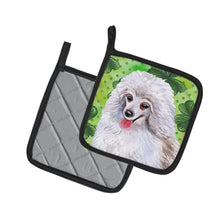 Load image into Gallery viewer, Medium White Poodle St Patrick's Pot Holders - Set of 2 - Heat-Resistant Kitchen Essentials BB9857PTHD