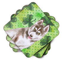 Load image into Gallery viewer, Siberian Husky Grey St Patrick's Foam Coaster  BB9870FC