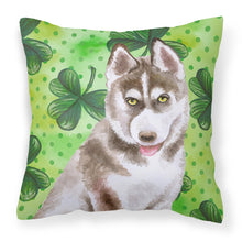 Load image into Gallery viewer, Siberian Husky Grey St Patrick's Fabric Decorative Pillow BB9870PW1818