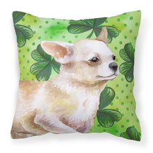 Load image into Gallery viewer, Chihuahua Leg up St Patrick's Fabric Decorative Pillow BB9871PW1818