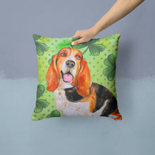 Load image into Gallery viewer, Basset Hound St Patrick's Throw Pillow - 14x14 Decorative Pillow – Art for Your Home &amp; Patio BB9878PW1414