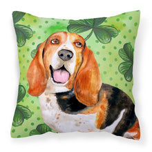 Load image into Gallery viewer, Basset Hound St Patrick's Fabric Decorative Pillow BB9878PW1818