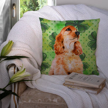 Load image into Gallery viewer, Cocker Spaniel St Patrick's Throw Pillow - 14x14 Decorative Pillow – Art for Your Home &amp; Patio BB9880PW1414