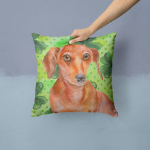 Load image into Gallery viewer, Red Dachshund St Patrick's Throw Pillow - 14x14 Decorative Pillow – Art for Your Home &amp; Patio BB9881PW1414