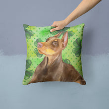 Load image into Gallery viewer, Doberman Pinscher St Patrick's Throw Pillow - 14x14 Decorative Pillow – Art for Your Home &amp; Patio BB9883PW1414