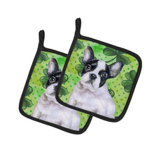 Load image into Gallery viewer, French Bulldog Black White St Patrick's Pot Holders - Set of 2 - Heat-Resistant Kitchen Essentials BB9884PTHD