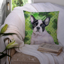 Load image into Gallery viewer, French Bulldog Black White St Patrick's Throw Pillow - 14x14 Decorative Pillow – Art for Your Home &amp; Patio BB9884PW1414