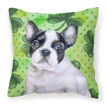 Load image into Gallery viewer, French Bulldog Black White St Patrick's Fabric Decorative Pillow BB9884PW1818