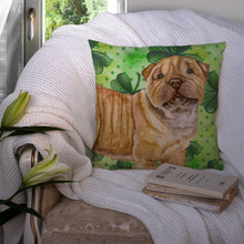 Load image into Gallery viewer, Shar Pei Puppy St Patrick's Throw Pillow - 14x14 Decorative Pillow – Art for Your Home &amp; Patio BB9893PW1414