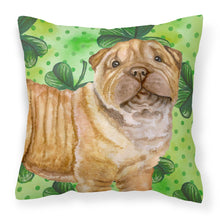 Load image into Gallery viewer, Shar Pei Puppy St Patrick's Fabric Decorative Pillow BB9893PW1818