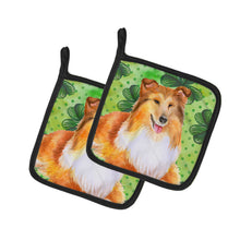Load image into Gallery viewer, Sheltie St Patrick's Pot Holders - Set of 2 - Heat-Resistant Kitchen Essentials BB9894PTHD