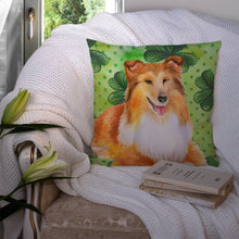 Load image into Gallery viewer, Sheltie St Patrick's Throw Pillow - 14x14 Decorative Pillow – Art for Your Home &amp; Patio BB9894PW1414