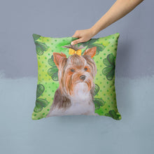 Load image into Gallery viewer, Yorkshire Terrier #2 St Patrick's Throw Pillow - 14x14 Decorative Pillow – Art for Your Home &amp; Patio BB9897PW1414