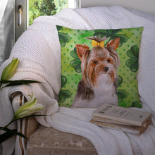 Load image into Gallery viewer, Yorkshire Terrier #2 St Patrick's Throw Pillow - 14x14 Decorative Pillow – Art for Your Home &amp; Patio BB9897PW1414