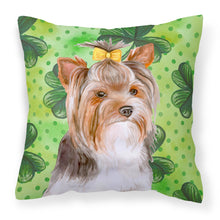 Load image into Gallery viewer, Yorkshire Terrier #2 St Patrick's Fabric Decorative Pillow BB9897PW1818
