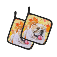 Load image into Gallery viewer, English Bulldog Fall Pot Holders - Set of 2 - Heat-Resistant Kitchen Essentials BB9900PTHD