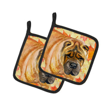 Load image into Gallery viewer, Shar Pei Fall Pot Holders - Set of 2 - Heat-Resistant Kitchen Essentials BB9922PTHD