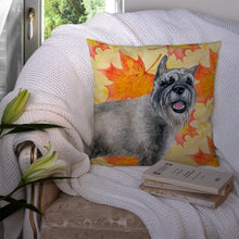Load image into Gallery viewer, Schnauzer Fall Throw Pillow - 14x14 Decorative Pillow – Art for Your Home &amp; Patio BB9923PW1414