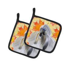 Load image into Gallery viewer, Shih Tzu Fall Pot Holders - Set of 2 - Heat-Resistant Kitchen Essentials BB9927PTHD
