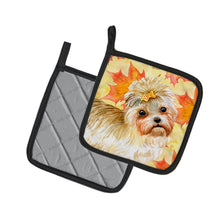 Load image into Gallery viewer, Morkie Fall Pot Holders - Set of 2 - Heat-Resistant Kitchen Essentials BB9929PTHD