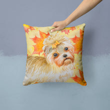 Load image into Gallery viewer, Morkie Fall Throw Pillow - 14x14 Decorative Pillow – Art for Your Home &amp; Patio BB9929PW1414