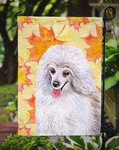 Load image into Gallery viewer, Medium White Poodle Fall Garden Flag - Outdoor Decorative Yard Flag BB9944GF