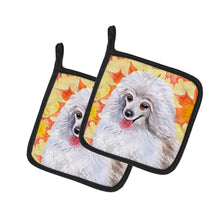 Load image into Gallery viewer, Medium White Poodle Fall Pot Holders - Set of 2 - Heat-Resistant Kitchen Essentials BB9944PTHD