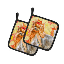 Load image into Gallery viewer, Yorkshire Terrier Fall Pot Holders - Set of 2 - Heat-Resistant Kitchen Essentials BB9946PTHD