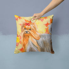 Load image into Gallery viewer, Yorkshire Terrier Fall Throw Pillow - 14x14 Decorative Pillow – Art for Your Home &amp; Patio BB9946PW1414
