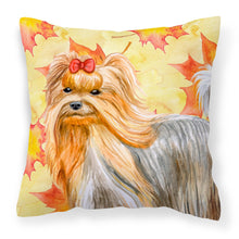 Load image into Gallery viewer, Yorkshire Terrier Fall Fabric Decorative Pillow