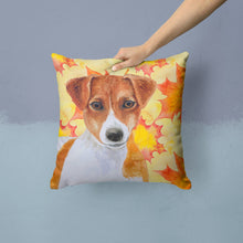 Load image into Gallery viewer, Jack Russell Terrier Fall Throw Pillow - 14x14 Decorative Pillow – Art for Your Home &amp; Patio BB9950PW1414
