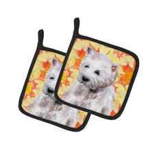 Load image into Gallery viewer, Westie Fall Pot Holders - Set of 2 - Heat-Resistant Kitchen Essentials BB9962PTHD