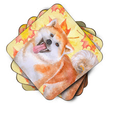 Load image into Gallery viewer, Akita Fall Coasters - Set of 4 Lightweight Foam, Absorbent Drink Coasters