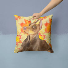 Load image into Gallery viewer, Doberman Pinscher Fall Throw Pillow - 14x14 Decorative Pillow – Art for Your Home &amp; Patio BB9970PW1414