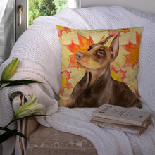 Load image into Gallery viewer, Doberman Pinscher Fall Throw Pillow - 14x14 Decorative Pillow – Art for Your Home &amp; Patio BB9970PW1414