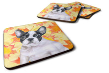 Load image into Gallery viewer, French Bulldog Black White Fall Coasters - Set of 4 Lightweight Foam, Absorbent Drink Coasters