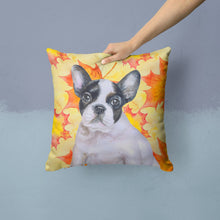 Load image into Gallery viewer, French Bulldog Black White Fall Throw Pillow - 14x14 Decorative Pillow – Art for Your Home &amp; Patio BB9971PW1414