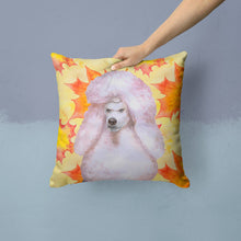 Load image into Gallery viewer, White Standard Poodle Fall Throw Pillow - 14x14 Decorative Pillow – Art for Your Home &amp; Patio BB9978PW1414