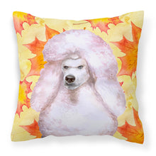 Load image into Gallery viewer, White Standard Poodle Fall Fabric Decorative Pillow BB9978PW1818