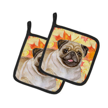 Load image into Gallery viewer, Fawn Pug Fall Pot Holders - Set of 2 - Heat-Resistant Kitchen Essentials BB9979PTHD