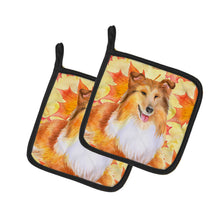 Load image into Gallery viewer, Sheltie Fall Pot Holders - Set of 2 - Heat-Resistant Kitchen Essentials BB9981PTHD