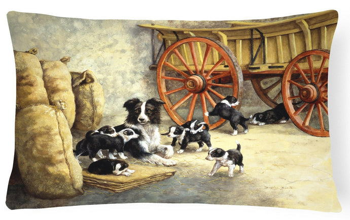 Border Collie Dog Litter Fabric Decorative Pillow BDBA0118PW1216