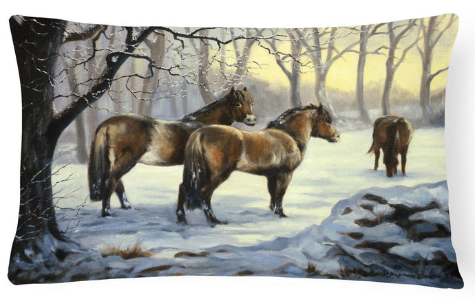 Horses in Snow by Daphne Baxter Fabric Decorative Pillow BDBA0122PW1216
