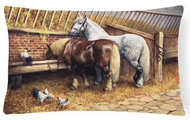 Horses Eating with the Chickens Fabric Decorative Pillow BDBA0135PW1216