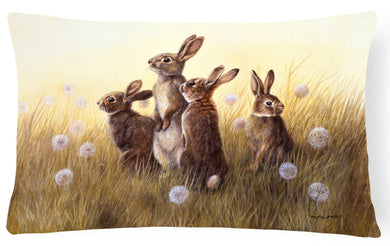 Rabbits in the Dandelions Fabric Decorative Pillow BDBA0144PW1216