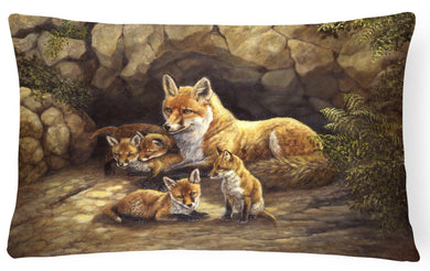 Fox Family Foxes by the Den Fabric Decorative Pillow BDBA0169PW1216
